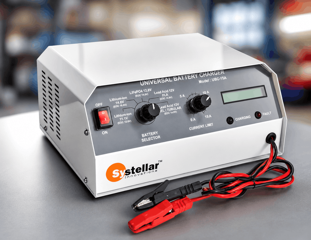 Universal Battery Charger — India’s Only 12V Charger for LiFePO4, Li-ion & Lead Acid | 15A charging current | LCD display