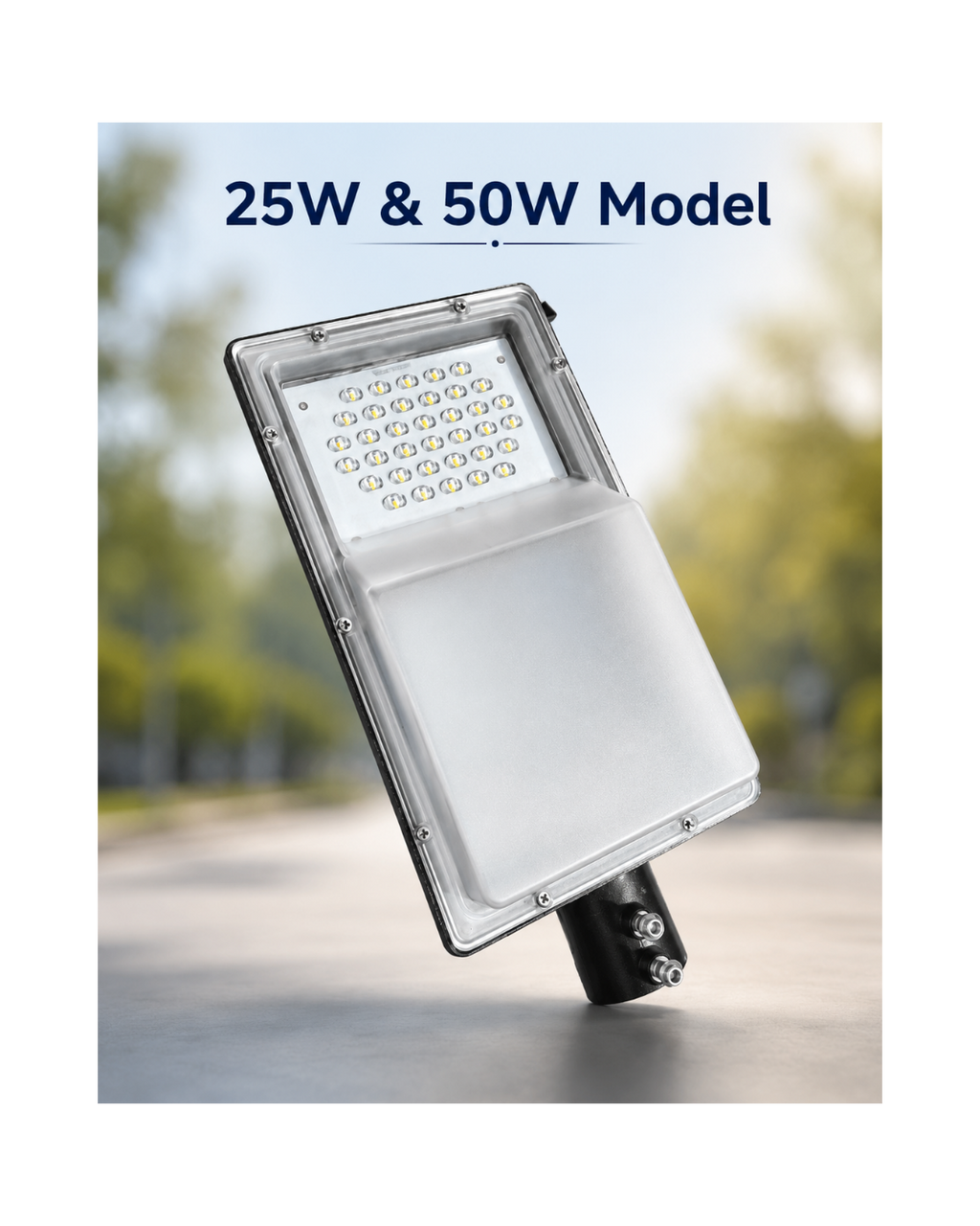 AC Street Light – Battery Backup (LiFePO4) with Auto Dusk-to-Dawn (25W / 50W)