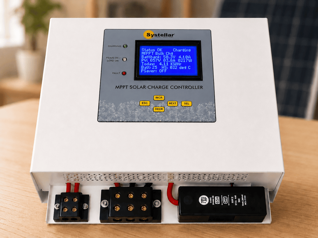 MPPT-HV-300 | 60A High Voltage MPPT Solar Charge Controller 48V–120V | Voc 265V | Systellar