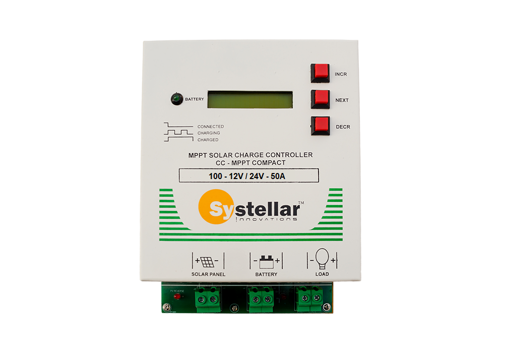 MPPT 12V/24V Solar Charge Controller  Voc 85V - Systellar CC-MPPT-Compact-100