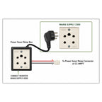 Systellar Power Saver accessory connected between mains socket, inverter and solar charge controller