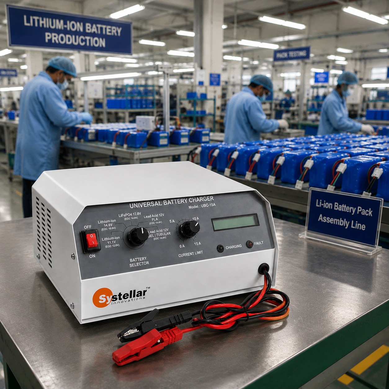 Universal Battery Charger — India’s Only 12V Charger for LiFePO4, Li-ion & Lead Acid | 15A charging current | LCD display