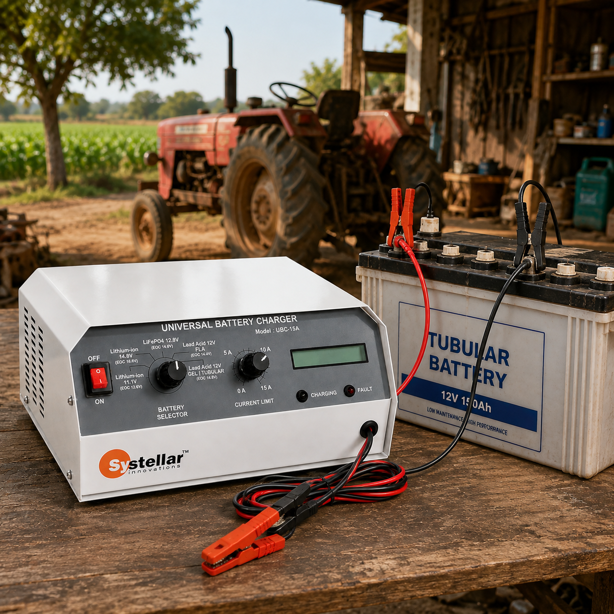 Universal Battery Charger — India’s Only 12V Charger for LiFePO4, Li-ion & Lead Acid | 15A charging current | LCD display