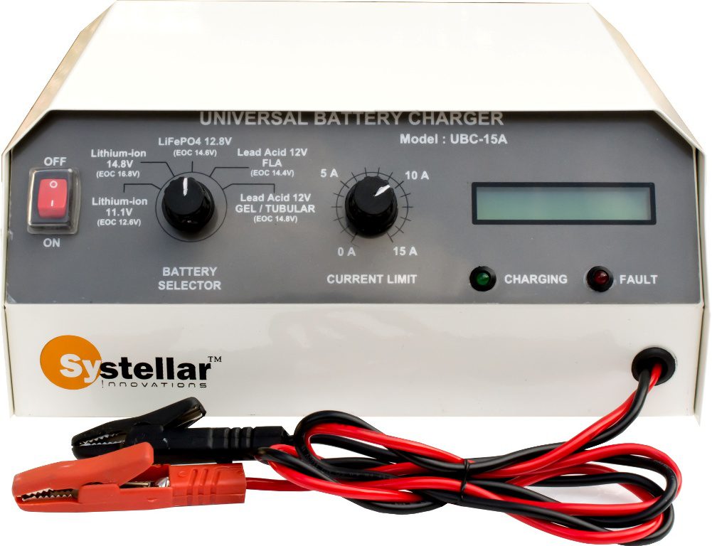 Universal Battery Charger — India’s Only 12V Charger for LiFePO4, Li-ion & Lead Acid | 15A charging current | LCD display